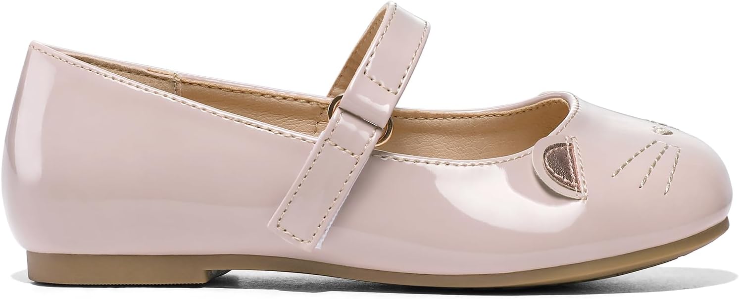 Mary Janes roses à thème chat pour enfants T20