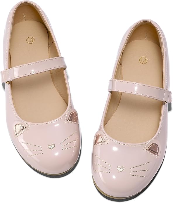 Mary Janes roses à thème chat pour enfants T20