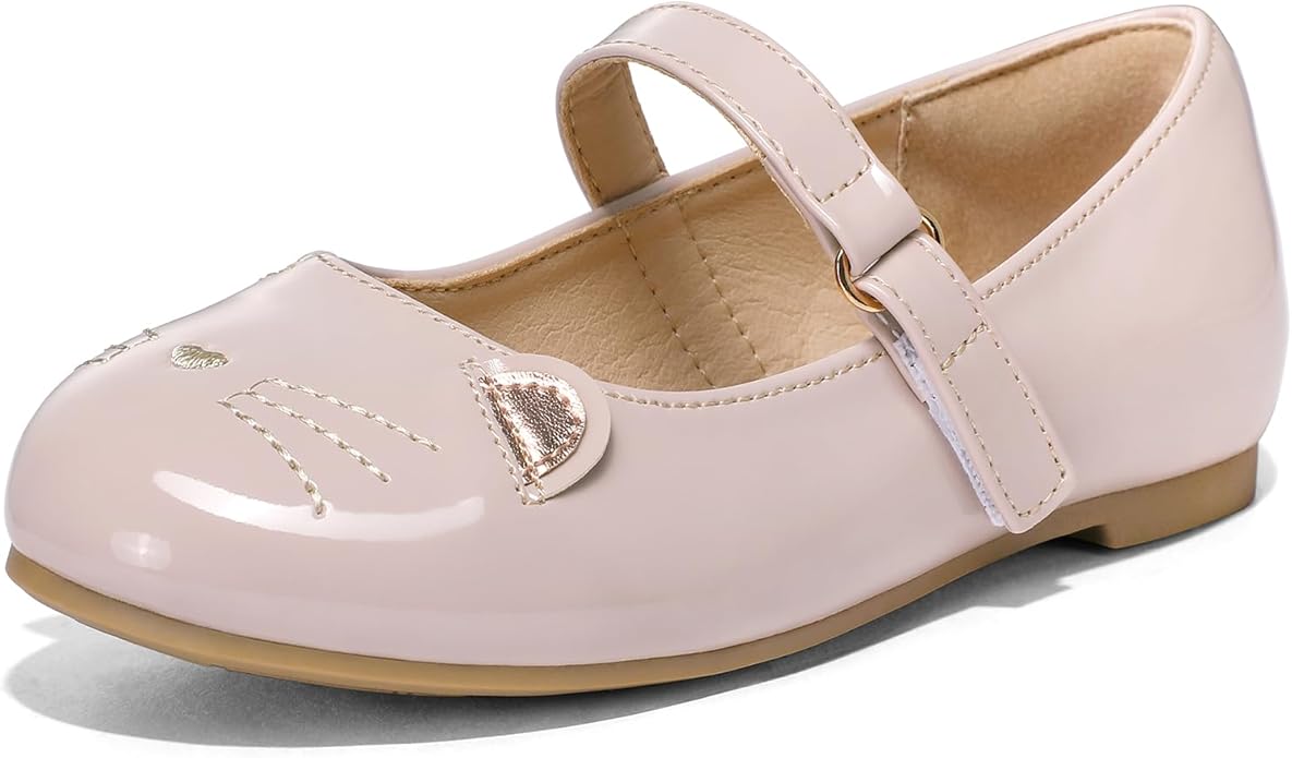 Mary Janes roses à thème chat pour enfants T20