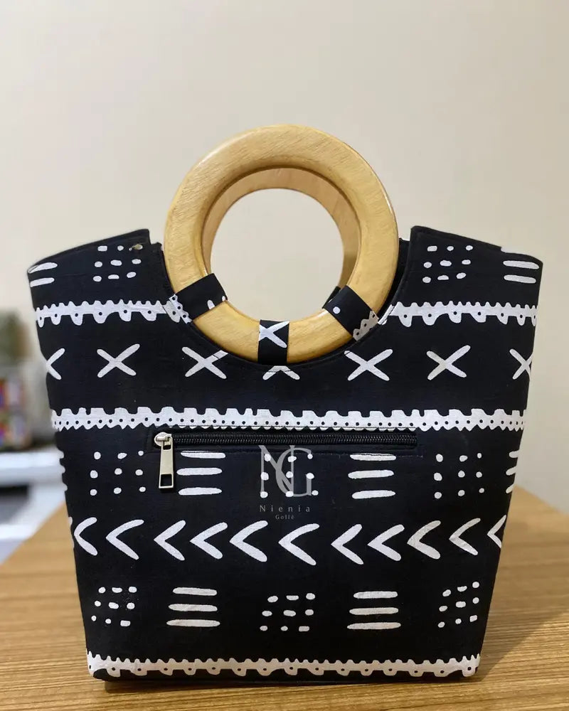 Sac à main en Wax Poignée en bois-Bogolan NIENIAGOLLE