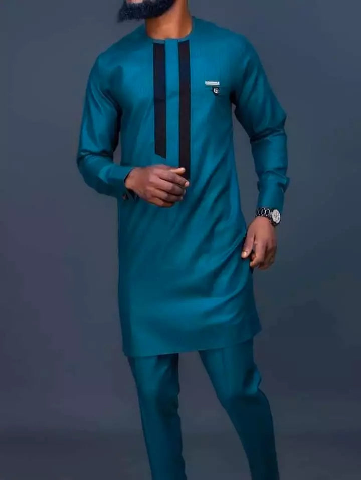 Costume africain Sarcelle pour homme| Dashiki Vêtements pour hommes