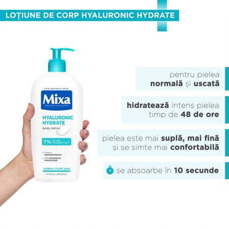 MIXA Hyalurogel lait corporel hydratant intense pour peaux sèches et sensibles 400 ml